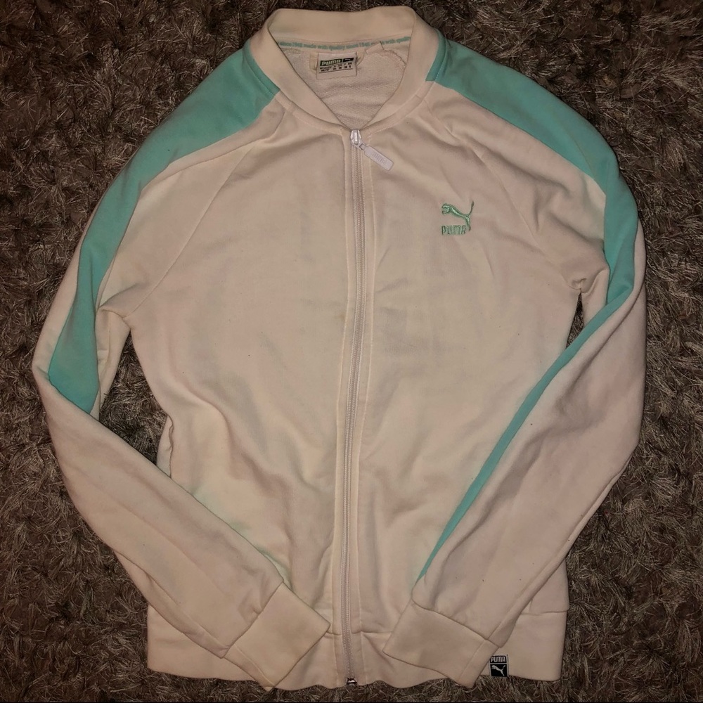 White Puma Sporty Zip Up Hoodie